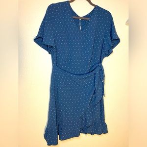 Women’s Niashot wrap dress‎ blue summer mini spring ruffle NWT polka dot